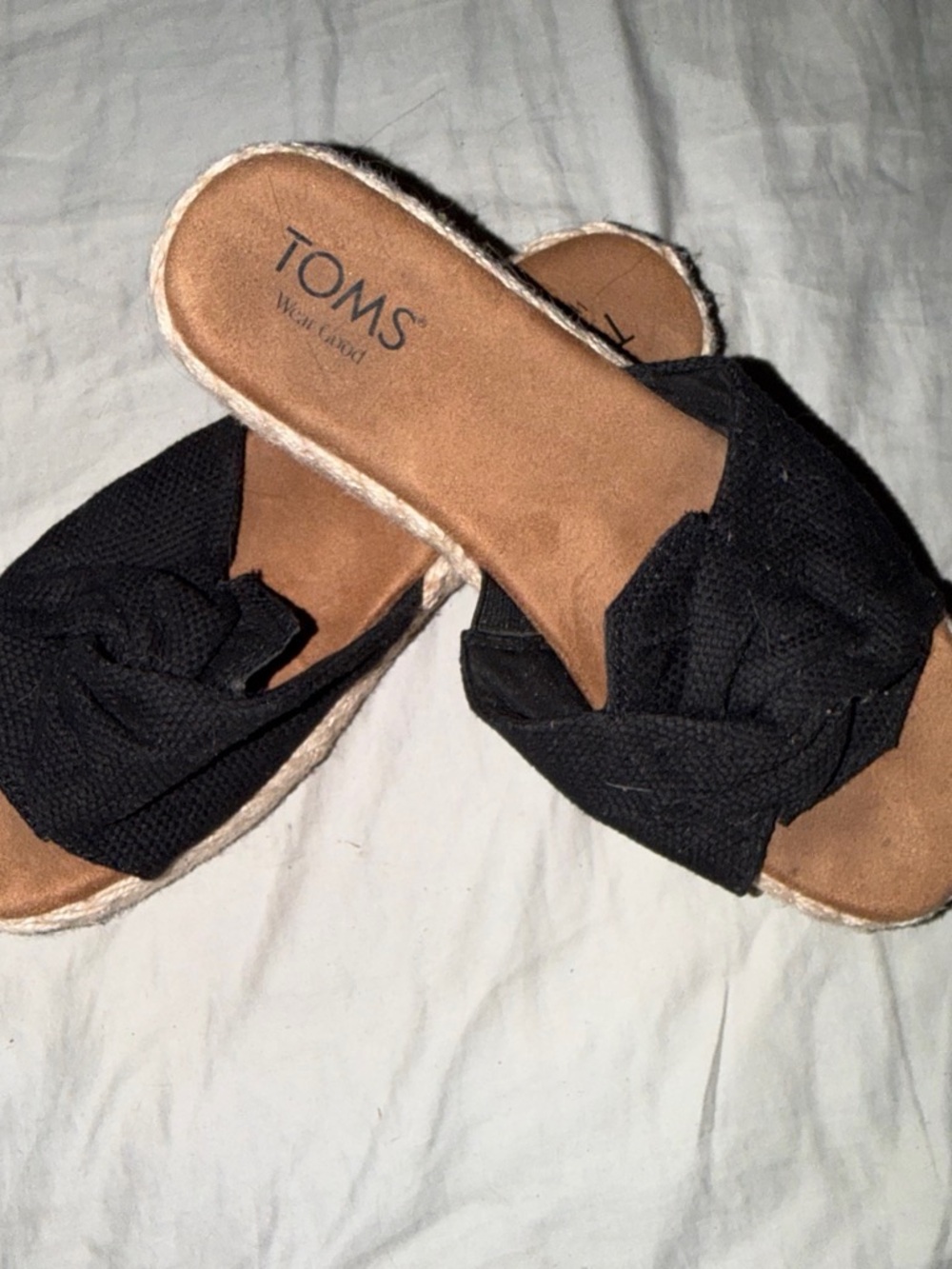 TOMS Black Knotted Slide Mules